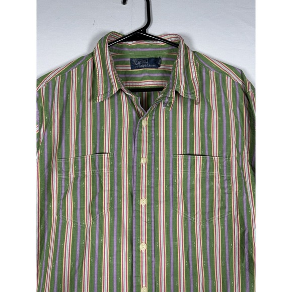 VTG Polo Ralph Lauren Shirt Mens XL Aztec Tribal Striped Button Pockets Camp NWT